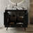29.9" Modern Bathroom Vanity With Metal Legs, Black Wood Grain Cabinet, Marble Top & Ceramic Sink, Gold Knobs, No Mirror-61365958-57340334