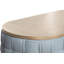 Table basse bleu sarcelle clair avec base à tricoter