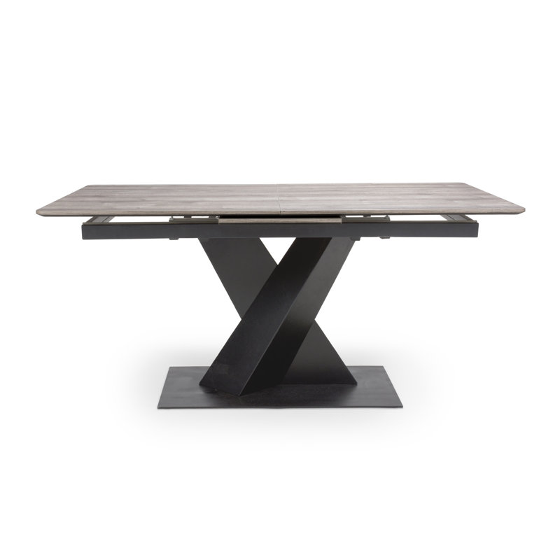 Annetraud Extendable Metal Base Dining Table, Grey