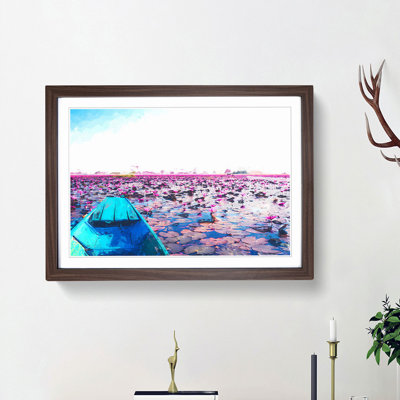 Boat in the Red Lotus Sea in Thailand in Abstract - Picture Frame Photograph Print