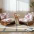 Fauteuil à bascule en bois massif recouvert de chenille avec siège et dossier rembourrés (lot de 2)