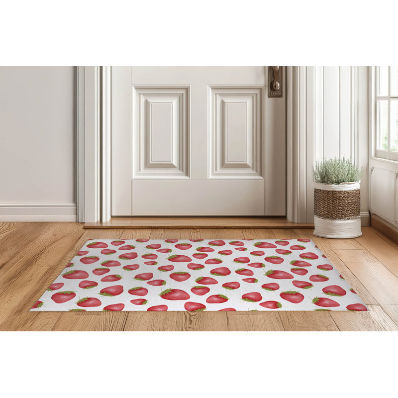Fraises d'été, L 60 po x L 84 po, Blanc