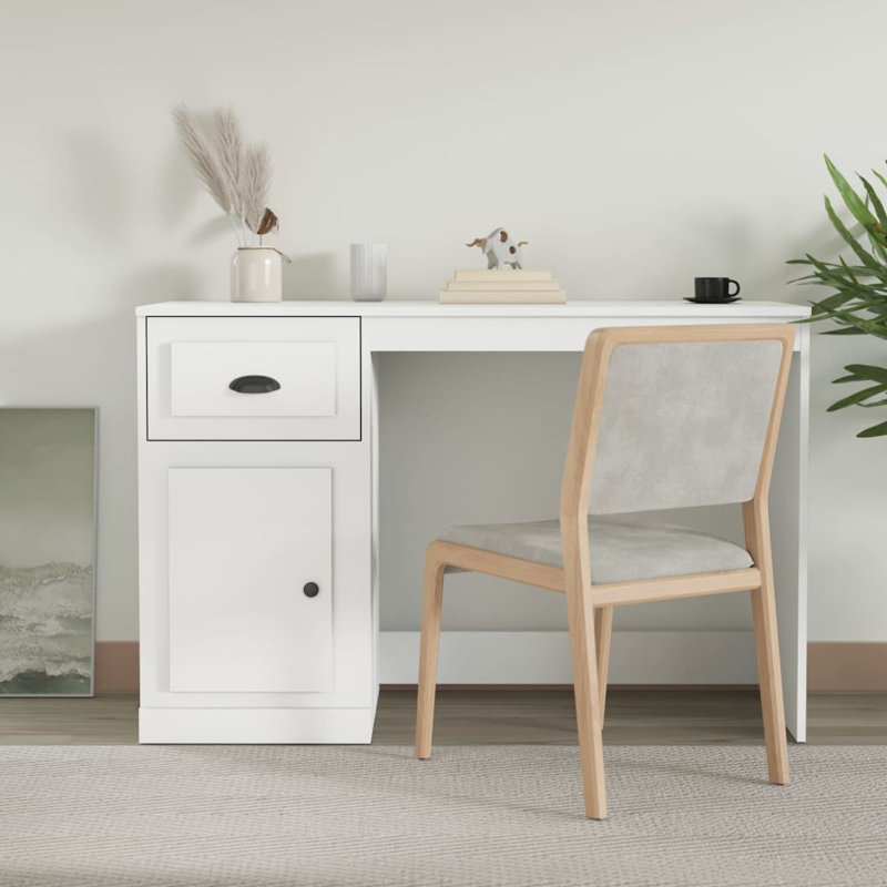 Serlin Solid Wood Base Writing Desk, White