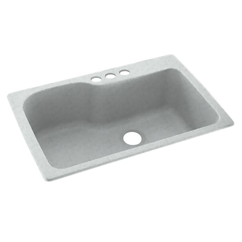 Swan 22'' W Single Bowl Solid Surface Dual Mount Kitchen Sink, 3 Hole, Gray