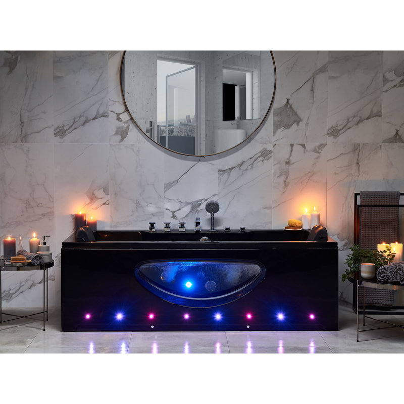 Beier x 80mm Acrylic Bathtub with Tap, 58cm H x 80cm W x 170cm L, Black