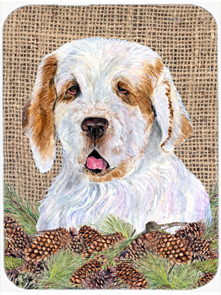 Planche à découper en verre trésors caroline Clumber Spaniel