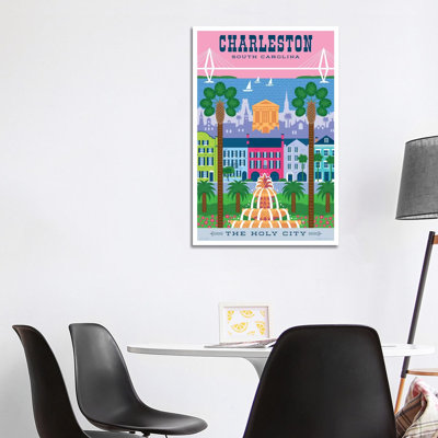 Charelston Travel Poster by Jim Zahniser - Wrapped Canvas Print