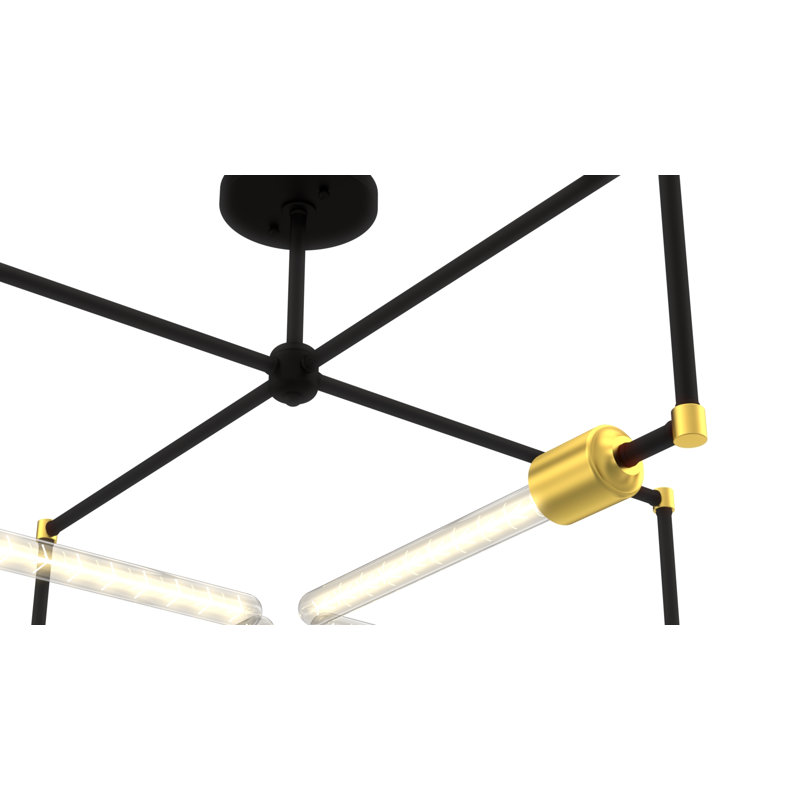 Plafonnier semi-encastré 4 lumières pronograde, Noir mat / laiton