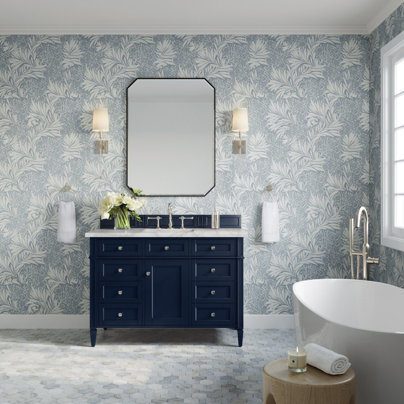 Brittany 48 in. Single Vanity, Victory Blue, Victorian Silver