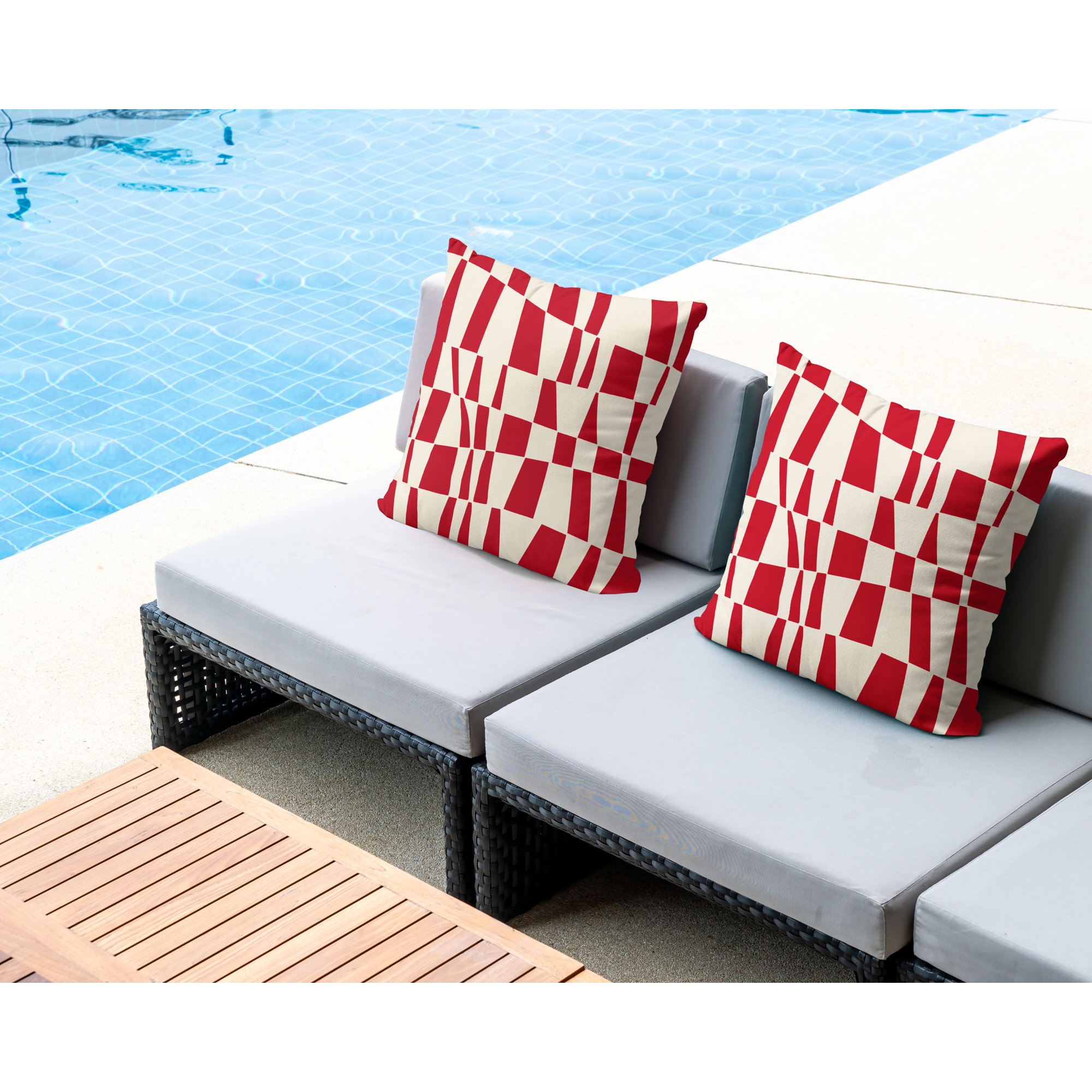 Polyester Throw Square Indoor/Outdoor Pillow Cover & Insert, 19W" x 19H", Red