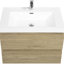 Meuble-lavabo de salle de bain avec lavabo, 30 po en chêne naturel, plateau en résine équipé et tiroirs à fermeture en douceur pour lavabo de rangement