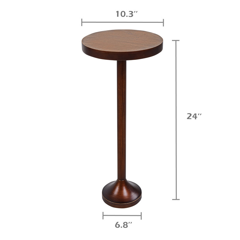 Jilyn Small Pedestal End Table Metal Base Side Table, Drinking Table w/ Scratching Distressed Finish