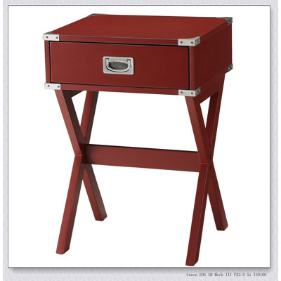 Table de bout rouge à 1 tiroir
