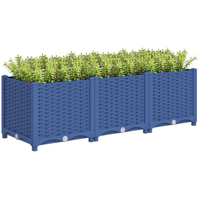 Raised Garden Bed, Indoor Outdoor Plastic Planter Box with Drainage Holes for Vegetables, Herbs, Flowers & Succulents,