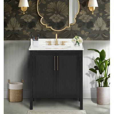 Luka 30 in. Single Sink Bathroom Vanity in Black Oak with Top