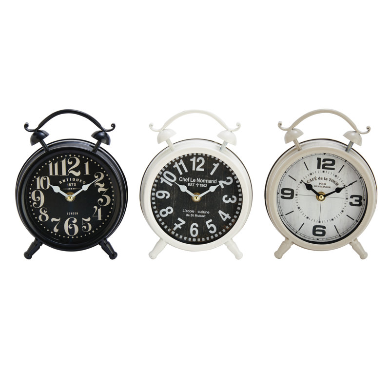 Horloge de table analogique à quartz en métal