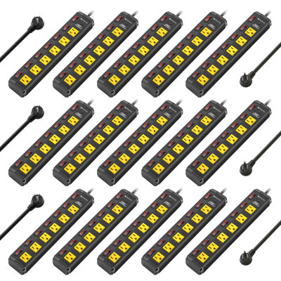 Barrette d'alimentation en métal robuste à 6 prises CRST avec interrupteurs individuels, cordon d'extension 6 pi