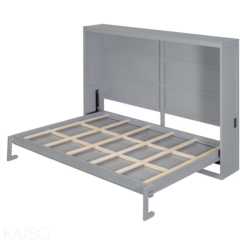 Grand lit escamotable mural, gris, Grey