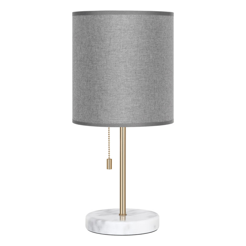 Small Bedroom Lamp with Marble Base and Gold Metal Small Table Lamp Grey-Gold