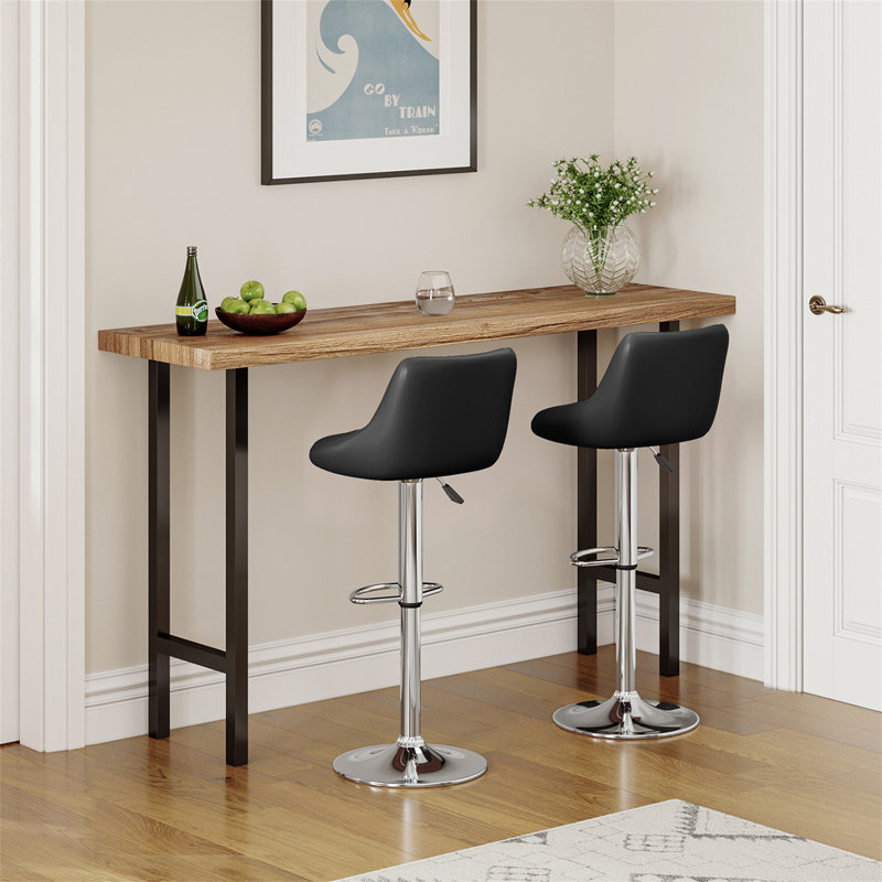 Erric Height Adjustable Swivel Bar Stool Set of 2, Black