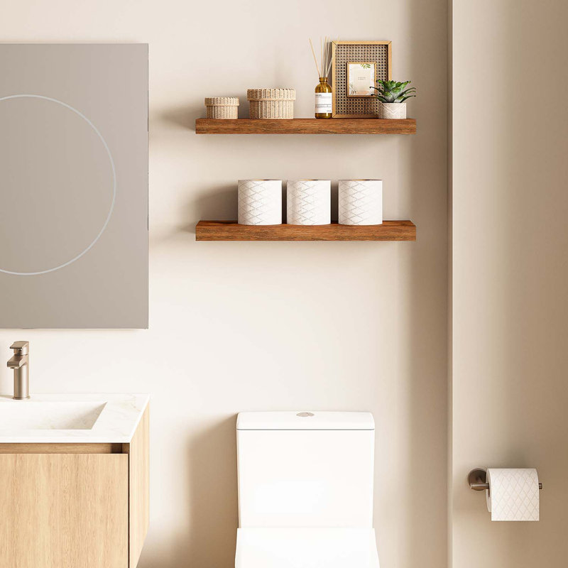 Sydney 24" Floating Shelves for Wall, Wooden Wall Mounting Shelves, Brown