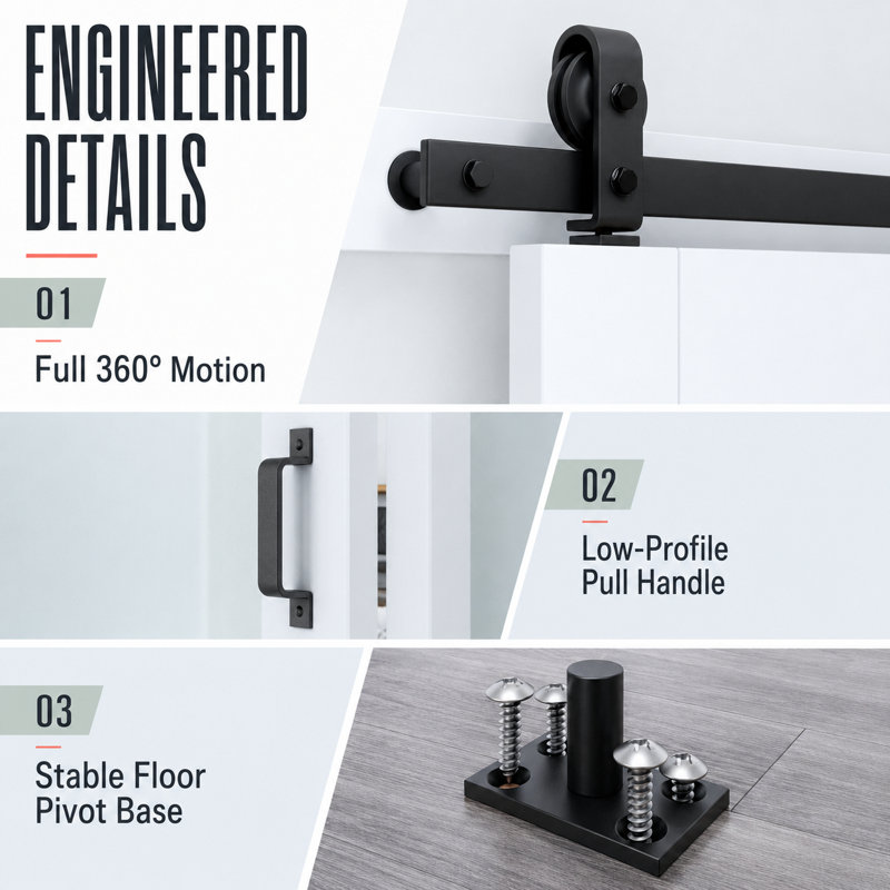  Top Mount Bi-Fold Barn Door Hardware Kit 64" Without Door Panel