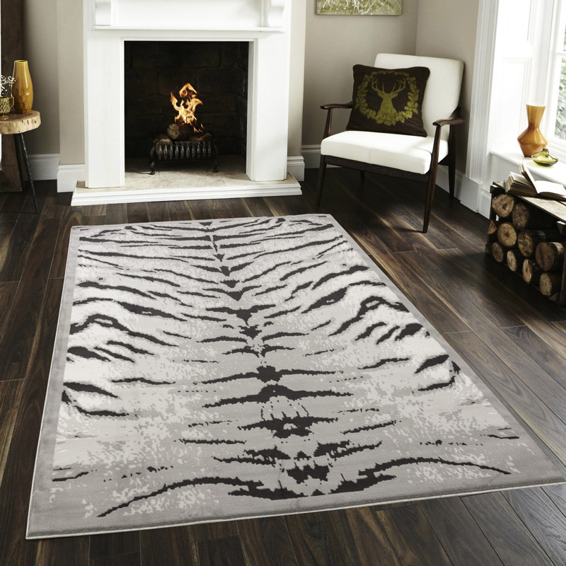 Tapis rectangulaire gris à motifs argentés, 160 cm x 213 cm, style chalet de montagne, tissé à la machine, 100 % jute, envers en jute, finition argentée, antitaches.