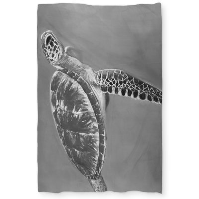 Grayscale Aquatic Turtle Duvet Cover - White Bedroom Decor