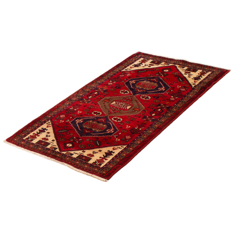 Tapis rouge en laine noué à la main 3 pi 4 po x 6 pi 1 po Andelz