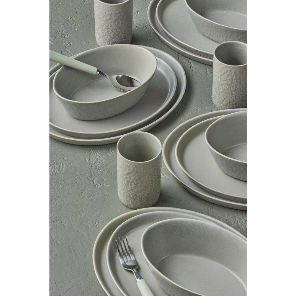 Katachi Stoneware Dinnerware Set, Light Gray