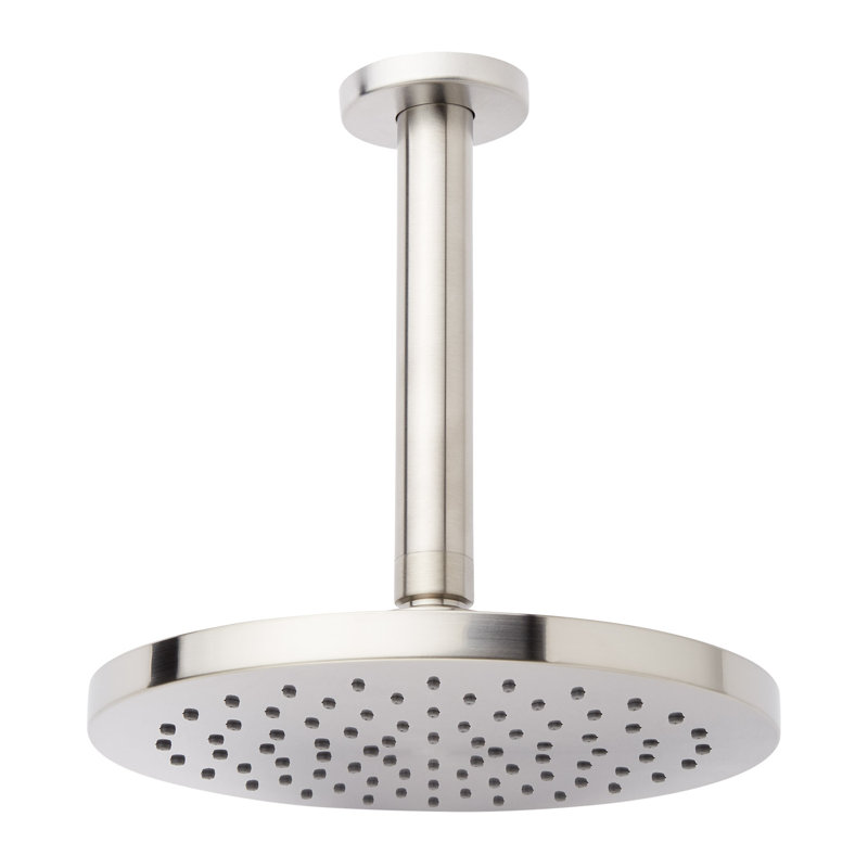 Pomme de douche contemporaine à profil bas de 8 po avec bras de plafond 2,5 gallons par minute, Nickel brossé