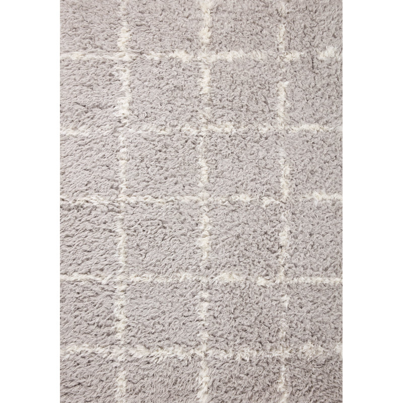Amira Silver and Ivory Geometric Polyester Area Rug
