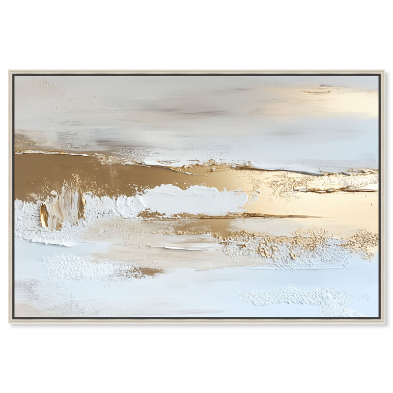 «Gold Layers III», reproduction d'art encadrée par Boho Gold par Art Remedy, cadre noir, 45 x 30, H 31 po x l 46 po