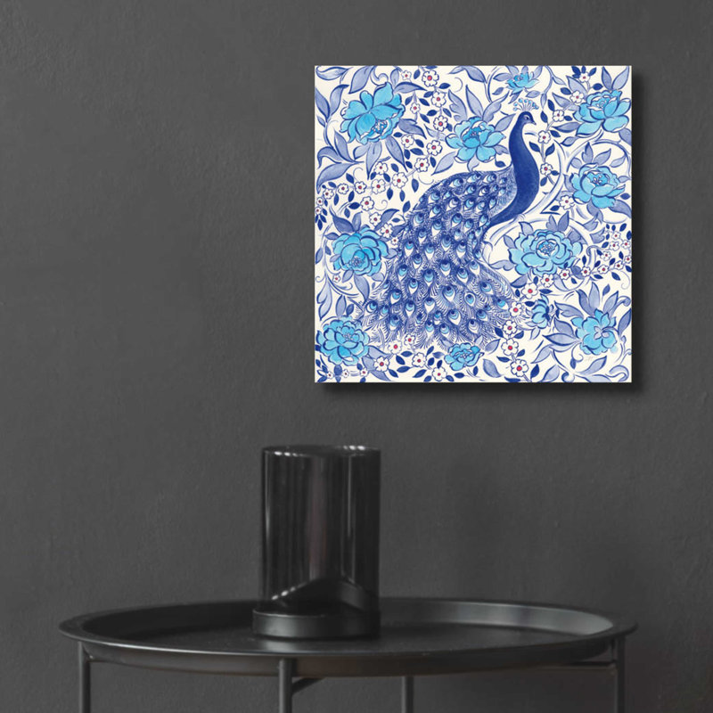 «Peacock Garden III» par Miranda Thomas, art mural en verre acrylique, H 12 po x l 12 po