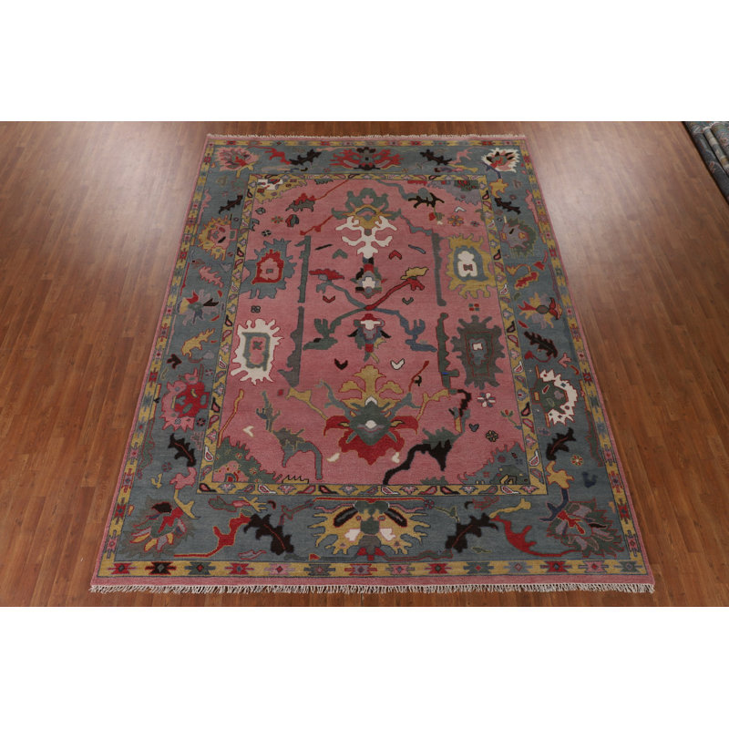 Tapis rose fait à la main Oushak 9 x 12