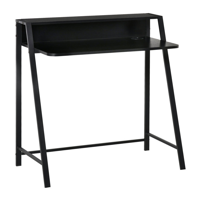 MDF Desk, 85 cm H x 84 cm W x 45 cm D, Brown/Silver