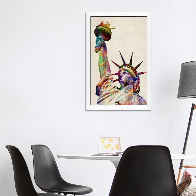 Statue Of Liberty by Michael Tompsett - Floater Frame Print on Canvas, 152.5 cm H x 101.5 cm W, White Framed