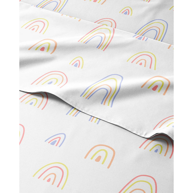 Kids Sheet Set, Soft Microfiber Bedding, Cozy & Breathable, Wrinkle Free Easy Care Bed Sheets, Rainbows