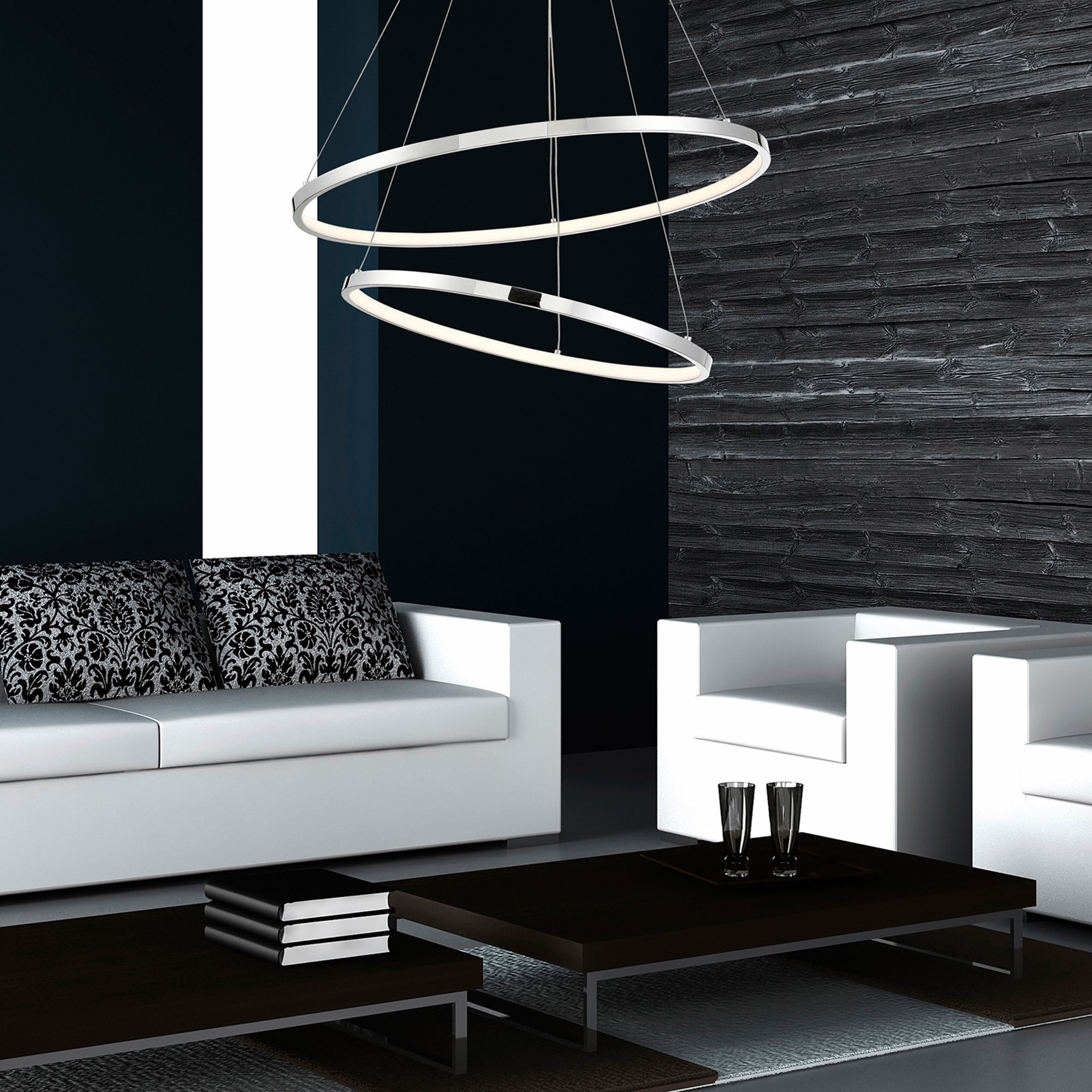 Saleigh 2 - Light Metal LED Geometric Chandelier, 1.25" H x 28" W x 28" D, Chrome