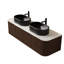 Meuble-lavabo moderne de 60 po avec 2 vasques en céramique noire, noyer foncé, pré-assemblé, rangement spacieux, tiroirs à fermeture en douceur, finition rayée 3D, lavabo de haute qualité, lavabos ovales de comptoir, mur-2008725118