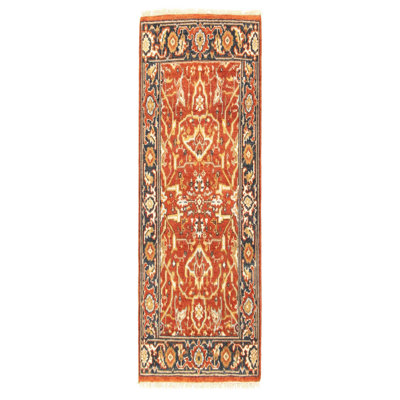 Tapis unique en laine noué à la main style Serapi des années 2010 de 3 pi 11 po x 5 pi 11 po orange Pigott