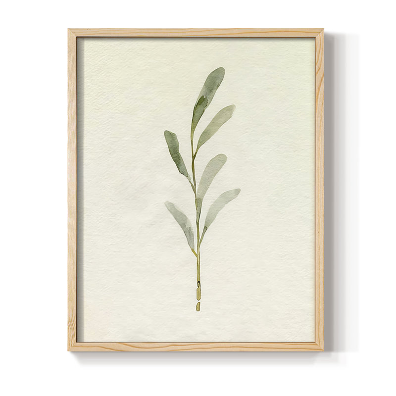 Olive Leaves II Framed Print - Solid Wood, Natural, 21" H x 17" W