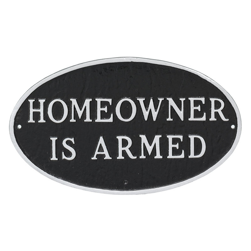 Plaque de jardin armée de la maison de Noël, Noir / argent, H 6 po x l 10 po x P 0,25 po