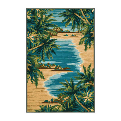  Tapis côtier à motif d'îles lavables
