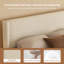 Bed Frame, Beige Fabric Bed with Padded Headboard and Wooden Slatted Base-120640635