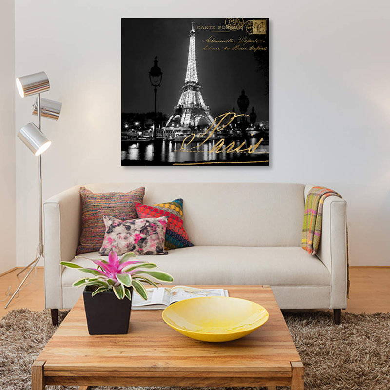 Paris At Night by Kate Carrigan - Gallery-Wrapped Canvas Giclée on Canvas, White Floater Framed, 66.04 cm H x 66.04 cm W