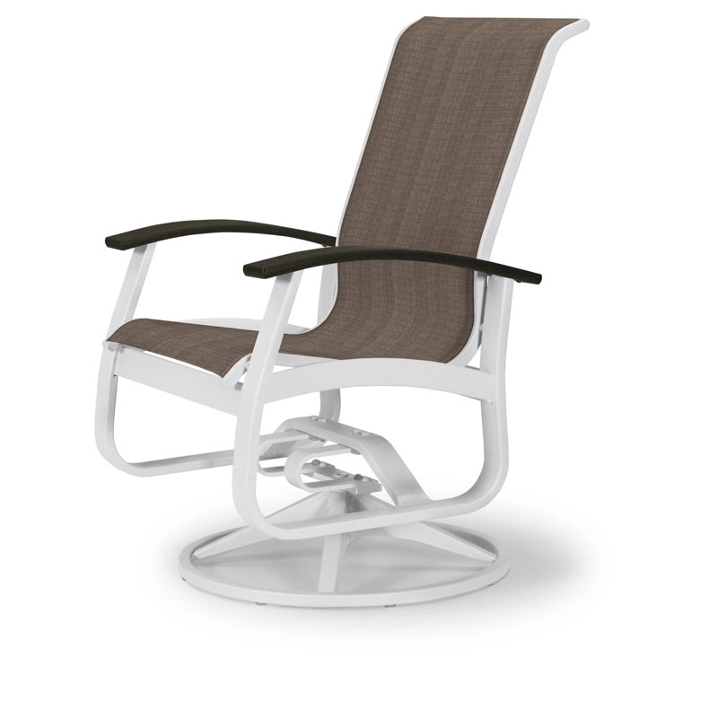 Chaise de patio pivotante Askar, Moka Sunbrella®, Noir P70, Blanc brillant