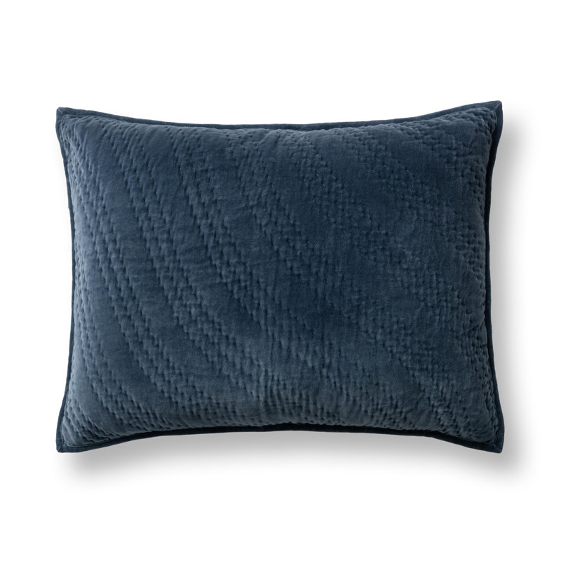 Elms Velvet Crisp Blue Standard Sham, Blue, Standard