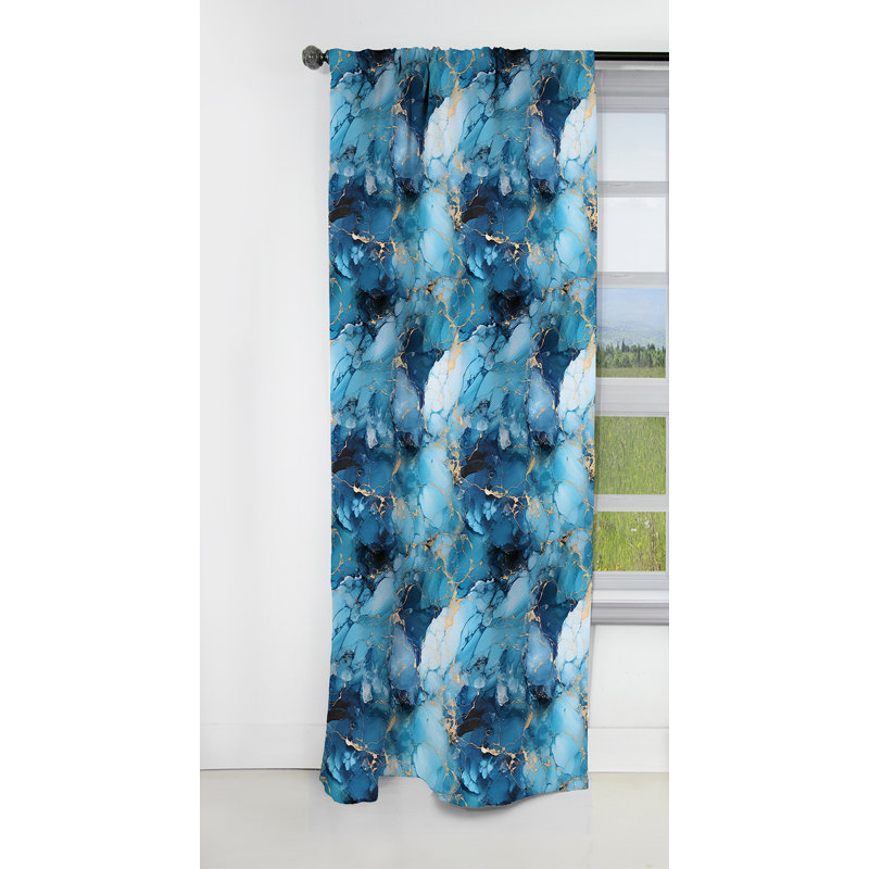 Rideau occultant en marbre Coastal Blue Elegant Marble Shore I - 1 panneau, L 52 po x L 90 po