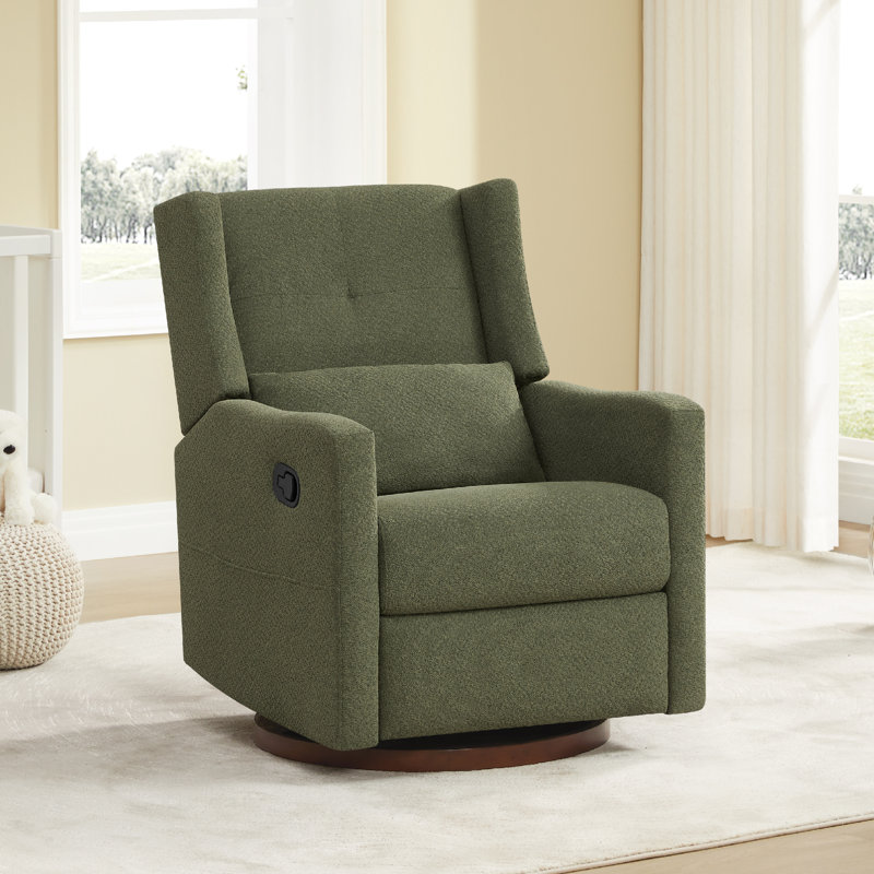 Drenna Tufted Upholstery Manual Swivel Glider Recliner, Moss Green Chenille